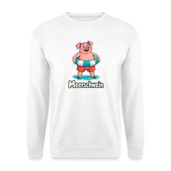 Meerschwein im Urlaub - Unisex Pullover - Weiß - Vorne - Alina (178cm) & Michal (187cm)