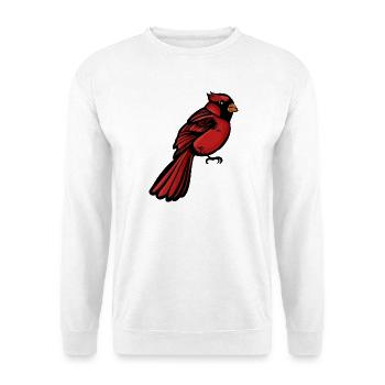 Crimson Cardinal auf Schwarz - Unisex Pullover - Weiß - Vorne - Alina (178cm) & Michal (187cm)