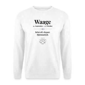 Waage Sternzeichen liebevoll elegant diplomatisch - Unisex Pullover - Weiß - Vorne - Alina (178cm) & Michal (187cm)