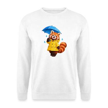 Regenmantel-Rotpanda mit Regenschirm - Unisex Pullover - Weiß - Vorne - Alina (178cm) & Michal (187cm)