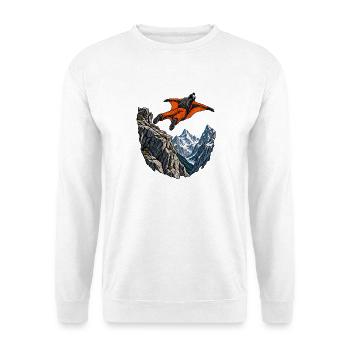 Wingsuitflug über Alpen - Unisex Pullover - Weiß - Vorne - Alina (178cm) & Michal (187cm)