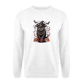 Hexenkatze unter Kürbissen - Unisex Pullover - Weiß - Vorne - Alina (178cm) & Michal (187cm)