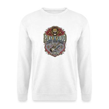 Rock And Roll Lew Music Retro-Gitarre - Unisex Pullover - Weiß - Vorne - Alina (178cm) & Michal (187cm)