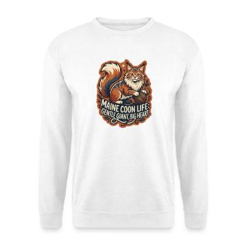 Maine Coon Cat Big Fluffy Yarn - Unisex Pullover - Weiß - Vorne - Alina (178cm) & Michal (187cm)