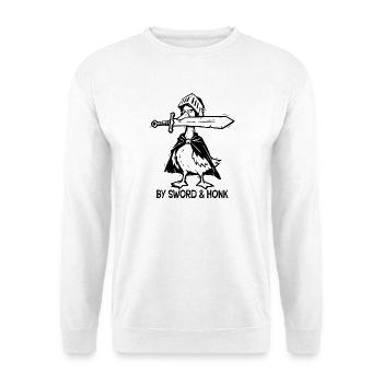 Mittelalterliche Kleine Weißrückengans - Unisex Pullover - Weiß - Vorne - Alina (178cm) & Michal (187cm)