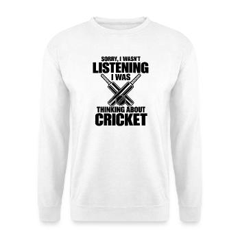 Lustiger Cricketspieler, Bowler, Schlagmann, Liebhaber, Sport - Unisex Pullover - Weiß - Vorne - Alina (178cm) & Michal (187cm)