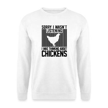 Hühner Humor - Unisex Pullover - Weiß - Vorne - Alina (178cm) & Michal (187cm)