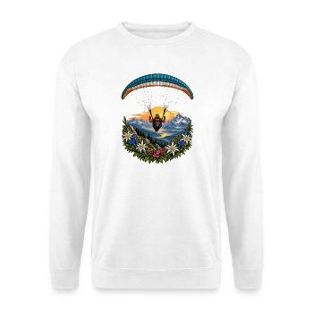Paragliding Alpenpanorama Blumenkreis - Unisex Pullover - Weiß - Vorne - Alina (178cm) & Michal (187cm)