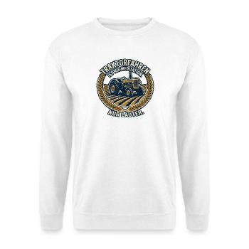 Traktorfahren: Meditation im Feld - Unisex Pullover - Weiß - Vorne - Alina (178cm) & Michal (187cm)