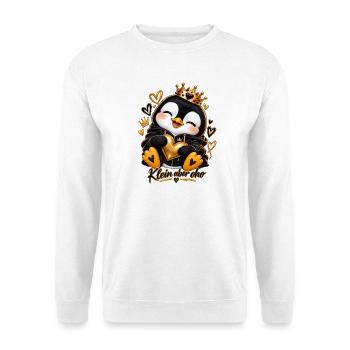 Kleiner Königspinguin Herzenglanz - Unisex Pullover - Weiß - Vorne - Alina (178cm) & Michal (187cm)
