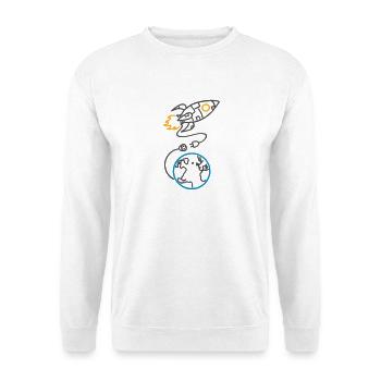 Vergesst nicht, aufzuladen (für helle Hintergründe) - Unisex Pullover - Weiß - Vorne - Alina (178cm) & Michal (187cm)
