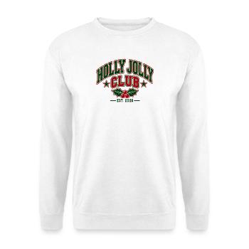Holly Jolly Club Weihnachtsemblem - Unisex Pullover - Weiß - Vorne - Alina (178cm) & Michal (187cm)