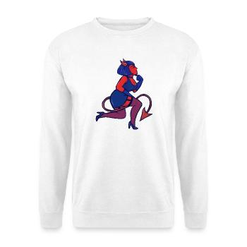 Crimson Devil Pinup - Unisex Pullover - Weiß - Vorne - Alina (178cm) & Michal (187cm)