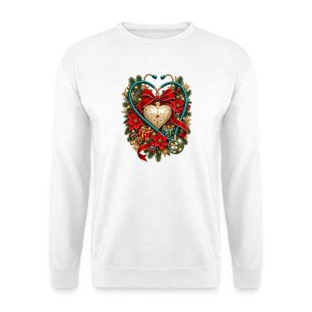 Weihnachts-Krankenschwester-Stethoskop-Herz - Unisex Pullover - Weiß - Vorne - Alina (178cm) & Michal (187cm)