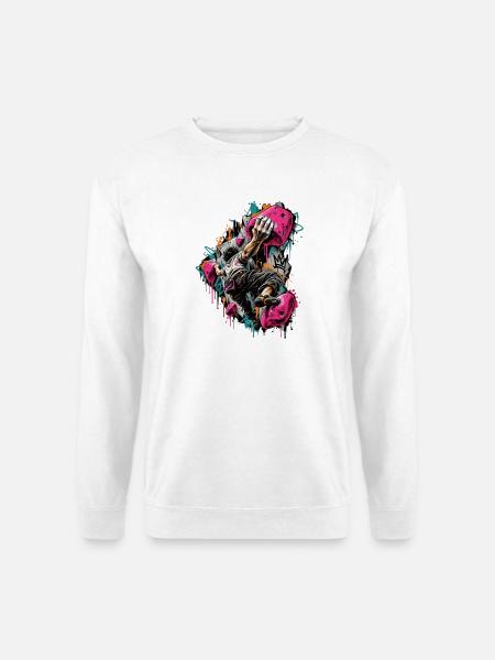 Bouldern in Pink – Graffiti-Kletterer - Unisex Pullover - Weiß