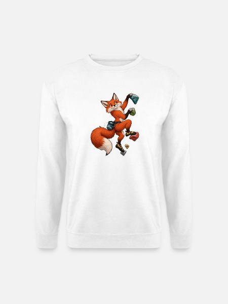 Boulderfuchs – Fuchs an bunten Klettergriffen - Unisex Pullover - Weiß