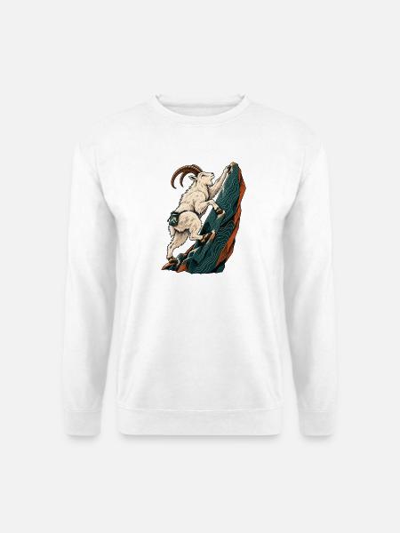 Steinbock am Fels - Unisex Pullover - Weiß