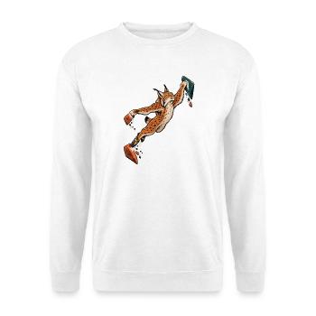 Boulderluchs am Griff - Unisex Pullover - Weiß - Vorne - Alina (178cm) & Michal (187cm)