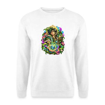 Ökologie und Schutz der Lebenden × Psychedelika. - Unisex Pullover - Weiß - Vorne - Alina (178cm) & Michal (187cm)