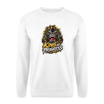 King of Progress - Unisex Pullover - Weiß - Vorne - Alina (178cm) & Michal (187cm)