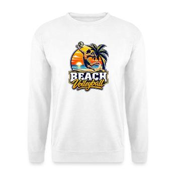 Beach Volleyball Sunset Summer Vibes - Power - Unisex Pullover - Weiß - Vorne - Alina (178cm) & Michal (187cm)