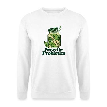 Angetrieben von Probiotika – Fermentierter Lebensmittelliebhaber - Unisex Pullover - Weiß - Vorne - Alina (178cm) & Michal (187cm)