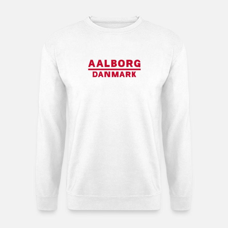 Aalborg Dänemark Rotes Textdesign - Unisex Pullover - Weiß