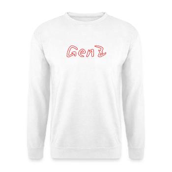 GenZ Graffiti Rot - Unisex Pullover - Weiß - Vorne - Alina (178cm) & Michal (187cm)