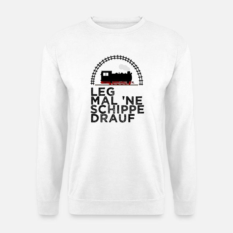 Dampflok Schiene Schippe drauf Kohle - Unisex Pullover - Weiß