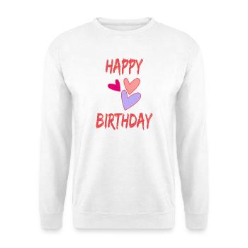 ALLES GUTE ZUM GEBURTSTAG. ALLES GUTE ZUM GEBURTSTAG. JAHRESTAG. - Unisex Pullover - Weiß - Vorne - Alina (178cm) & Michal (187cm)