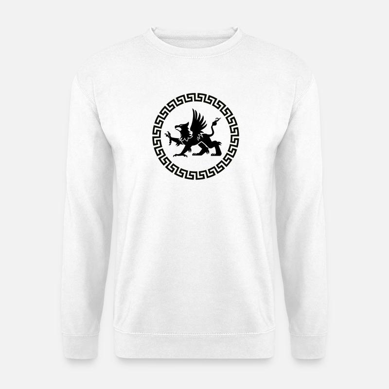 Greek Key Circle Frame - Unisex Sweatshirt - white