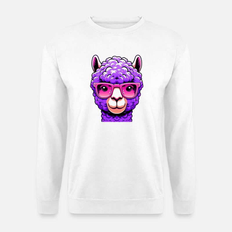 Alpaka mit Sonnenbrille - Unisex Pullover - Weiß