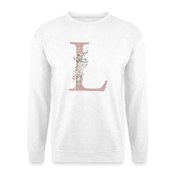 L Monogram, Floral, Personnalisable - Sweat-shirt Unisexe - blanc - Devant