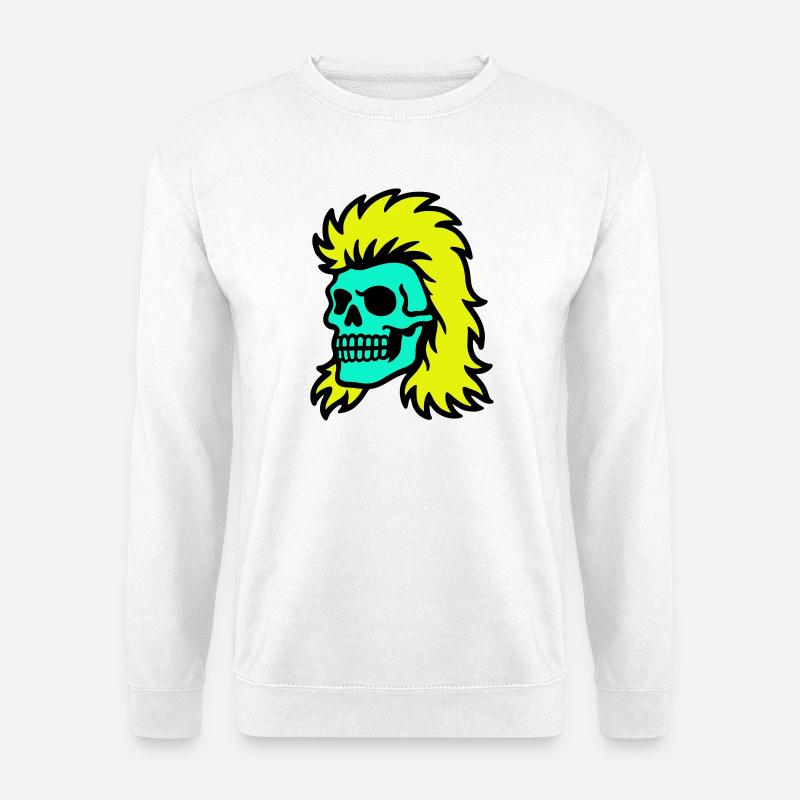 Vokuhila Skull - Unisex Pullover - Weiß