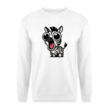Cute zebra cartoon with googly eyes joy - Unisex Sweatshirt - white - Front