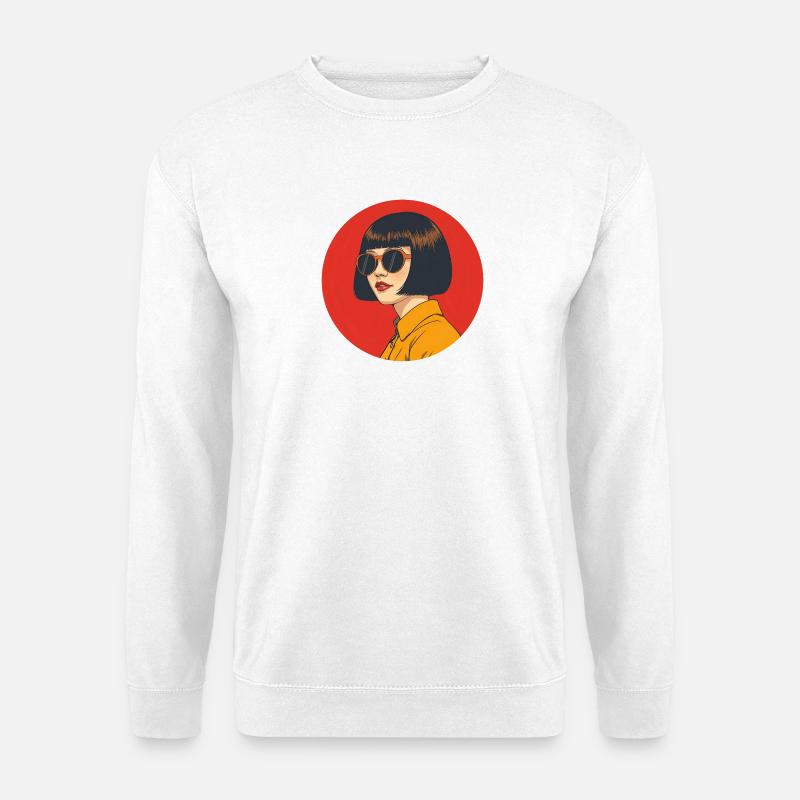 Kühne Retro-Ästhetik mit Sonnenbrille - Unisex Pullover - Weiß