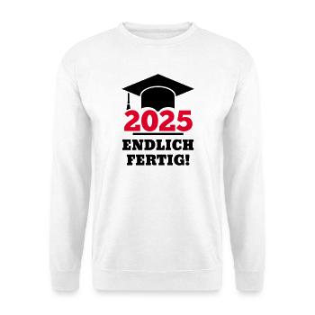 Doktorhut 2025 Endlich Fertig Geschenk Studenten  - Unisex Pullover - Weiß - Vorne