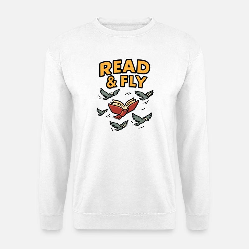 Read & Fly: Lesen beflügelt - Unisex Pullover - Weiß