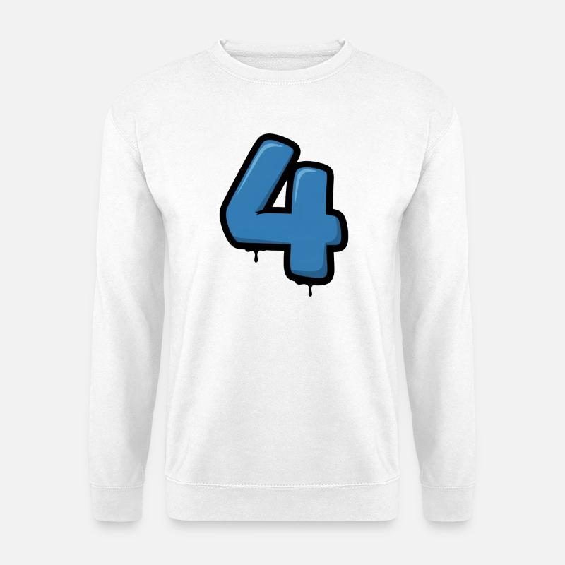 Graffiti Blau 4 Zahlendesign - Unisex Pullover - Weiß