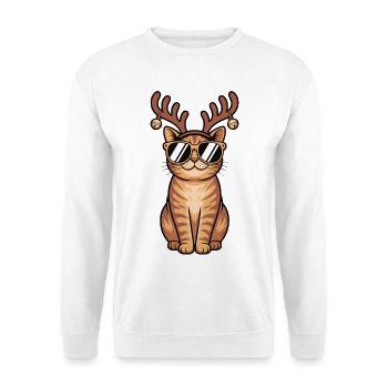 Katzen hirsch mit Sonnenbrille - Unisex Pullover - Weiß - Vorne