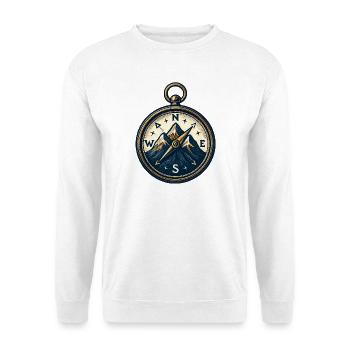 Compass on mountain background - skiing - hiking - Unisex Sweatshirt - white - Front