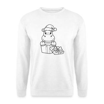 Christmas hippopotamus with gifts - Unisex Sweatshirt - white - Front