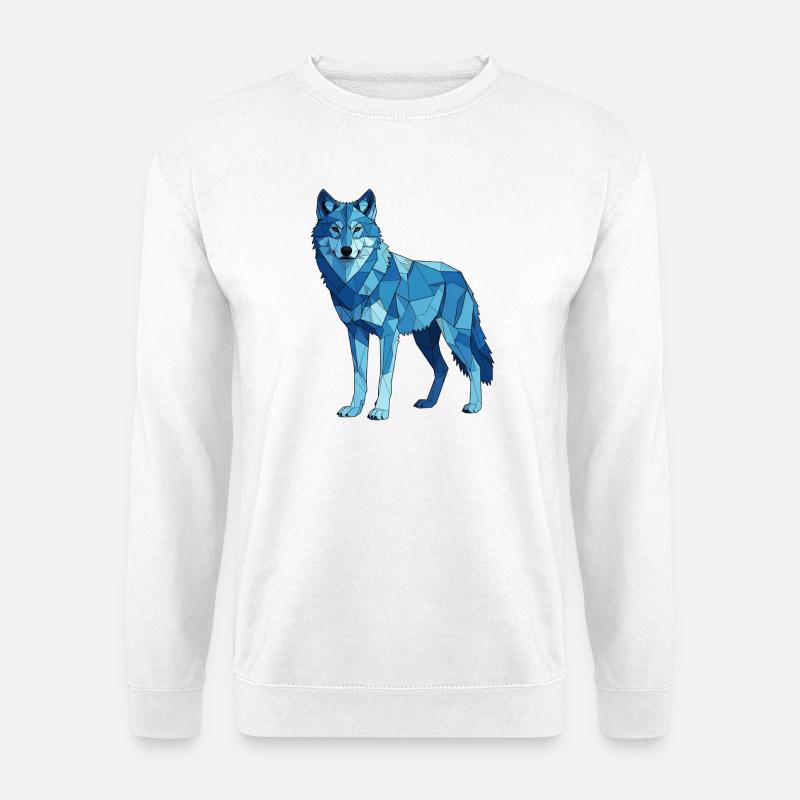 Blauer Polygonwolf - Unisex Pullover - Weiß