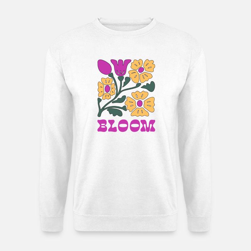 Blumen Pop Neon Pink - Unisex Pullover - Weiß