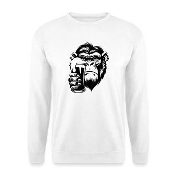 Affe hält ein Getränk mit Schaum - Unisex Pullover - Weiß - Vorne