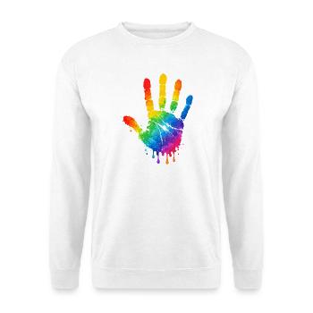 Bunter Handabdruck Aquarell Design  - Unisex Pullover - Weiß - Vorne