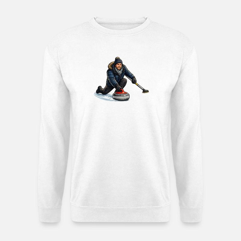 Curlingheld im Eiswind - Unisex Pullover - Weiß