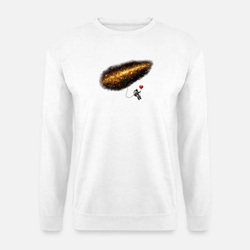 Astronaut im Kosmos mit Herzballon - Unisex Pullover - Weiß