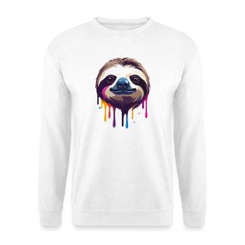 Faultier Neon Farbtropfen Illustration - Unisex Pullover - Weiß - Vorne