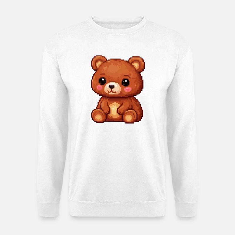 Teddybär Pixel Comic - Unisex Pullover - Weiß